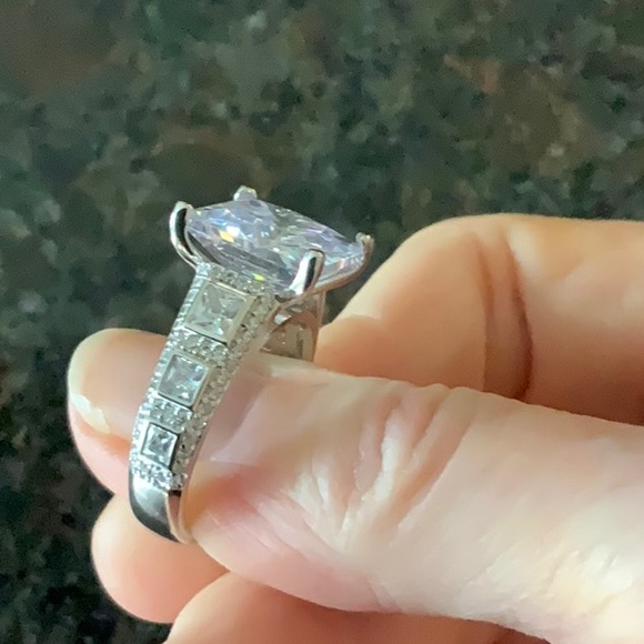 Lustro Stella Finest CZ Ring in Platinum over Sterling Silver.  NWT - Picture 9 of 10